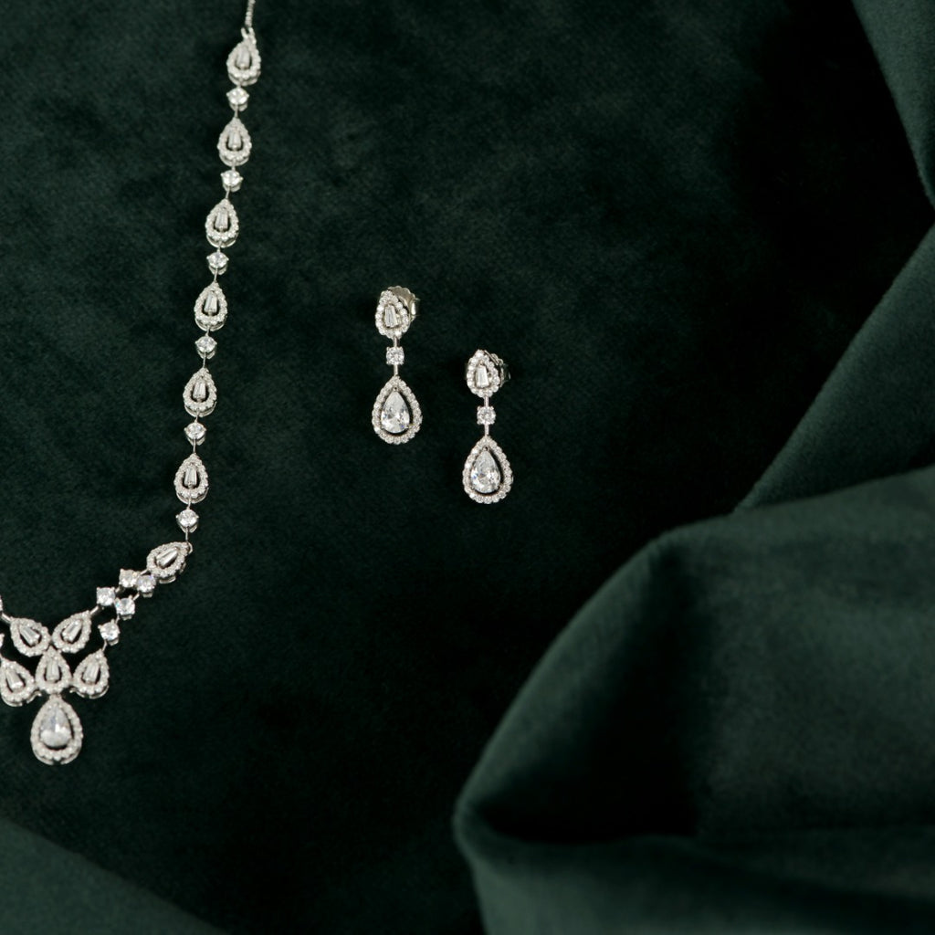 Silver Halo Teardrop Set