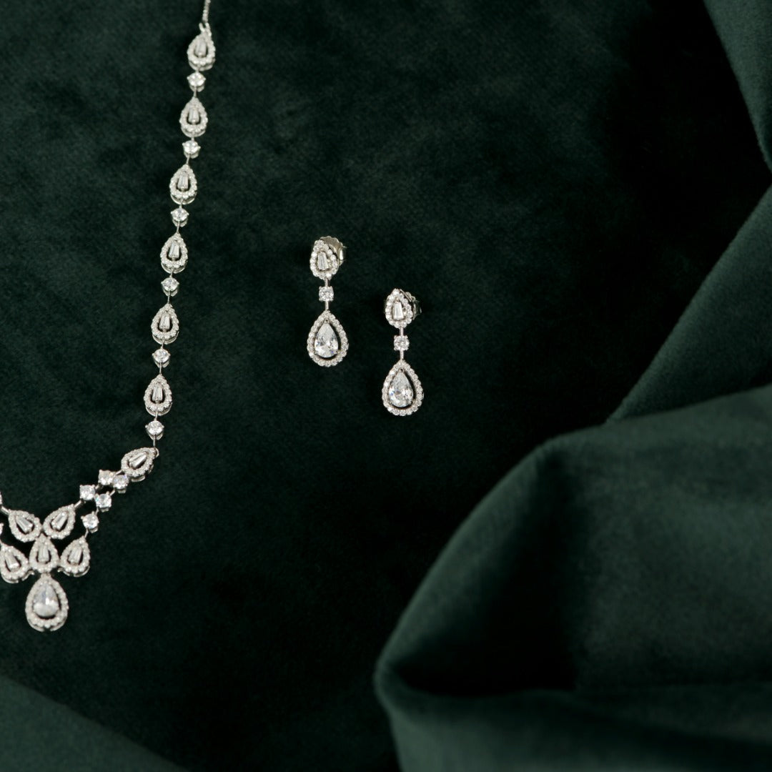 Silver Halo Teardrop Set