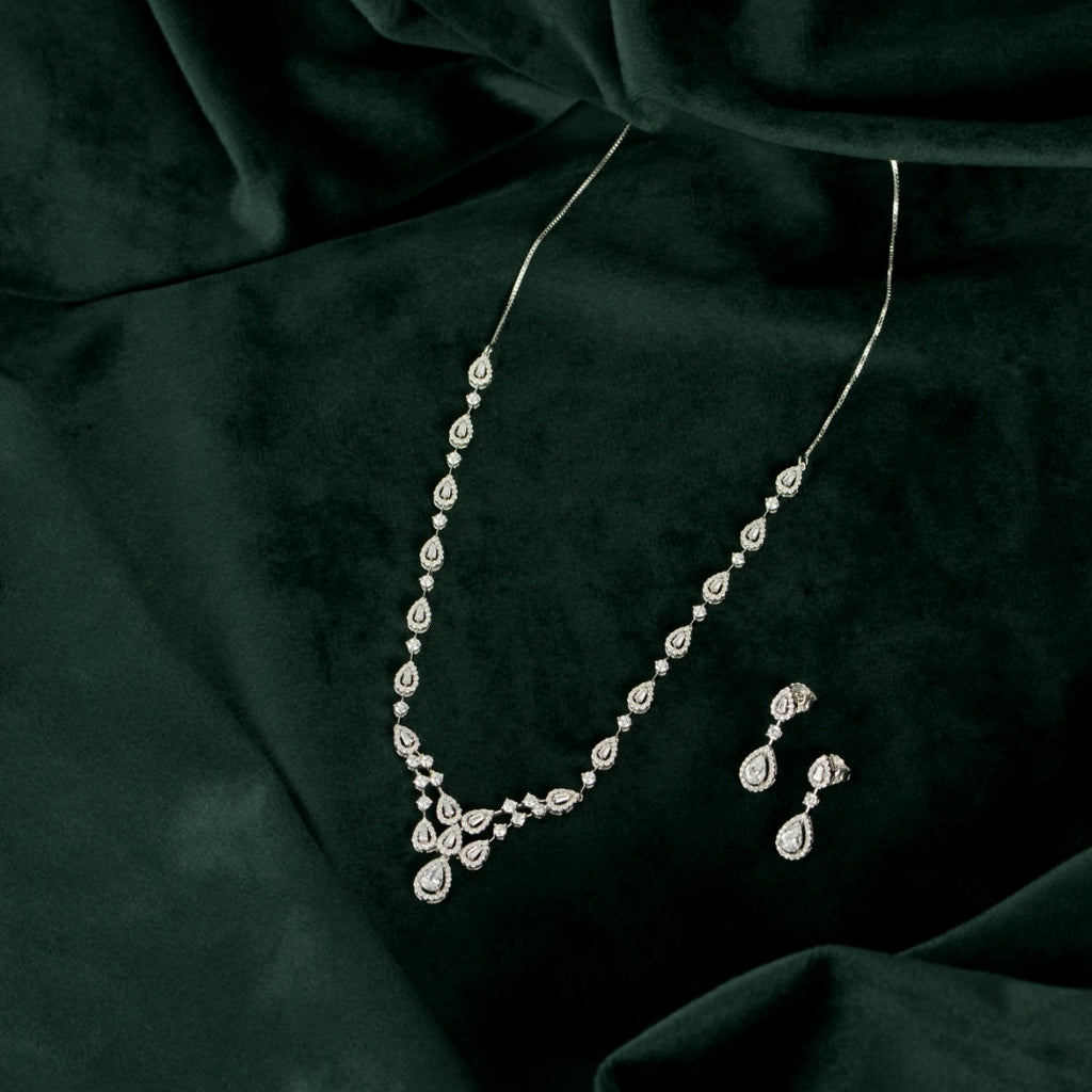 Silver Halo Teardrop Set