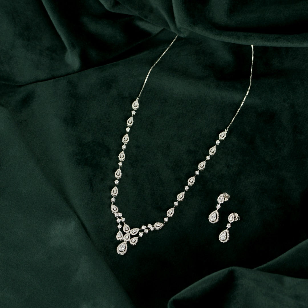 Silver Halo Teardrop Set
