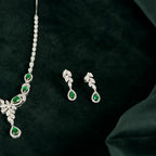 Silver Emerald Vine Set