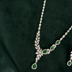 Silver Emerald Vine Set