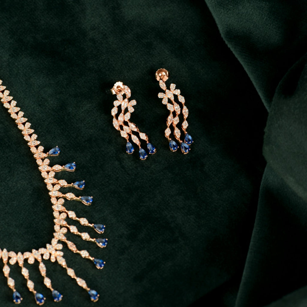 Rose Gold Sapphire Fringe Set
