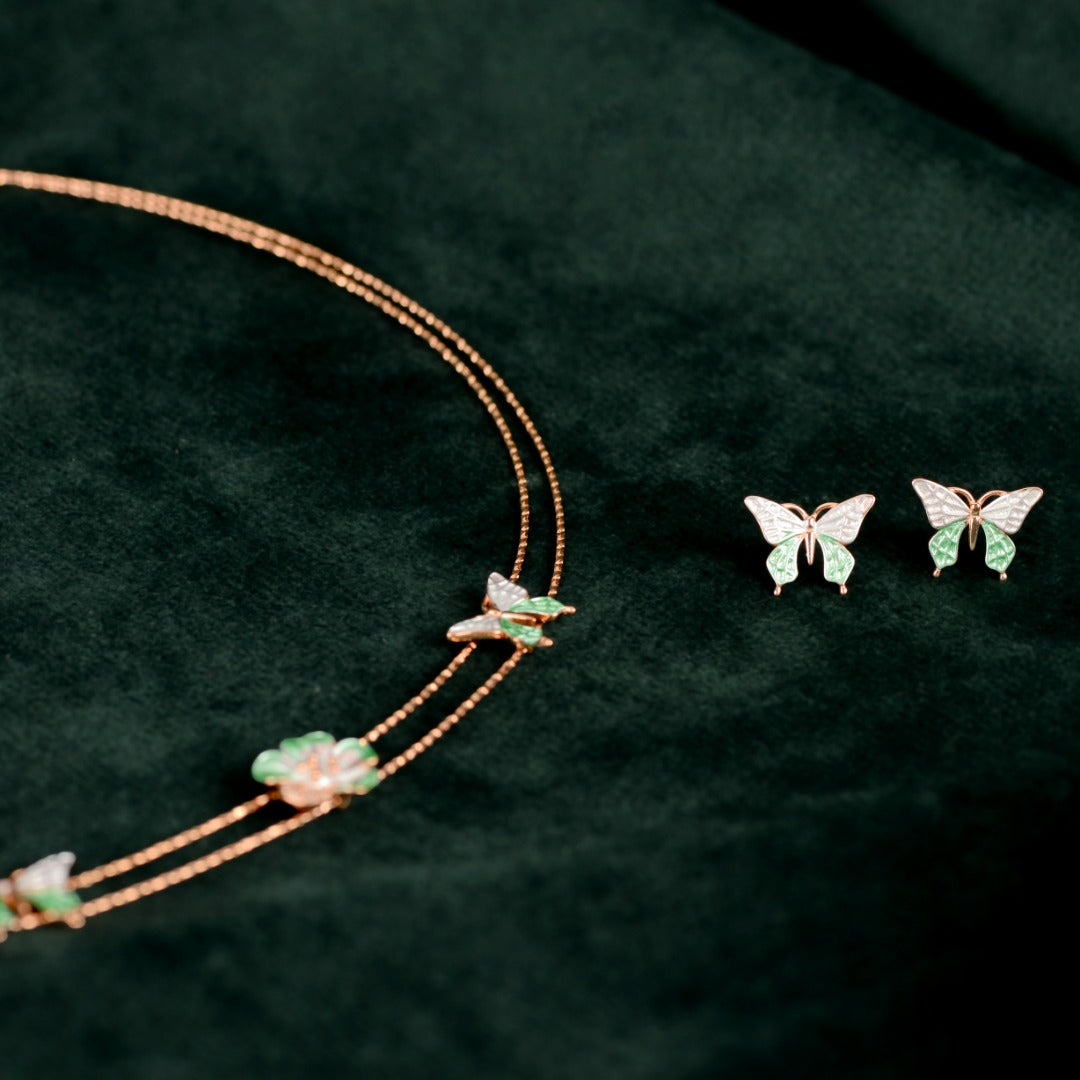 Rose Gold Butterfly & Floral Set
