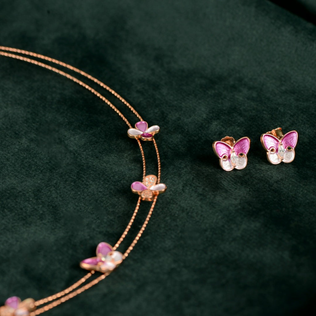 Rose Gold Pink Butterfly Set