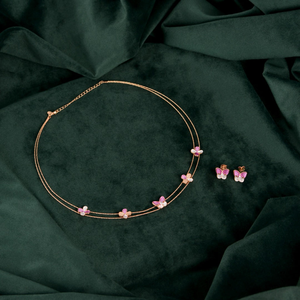 Rose Gold Pink Butterfly Set