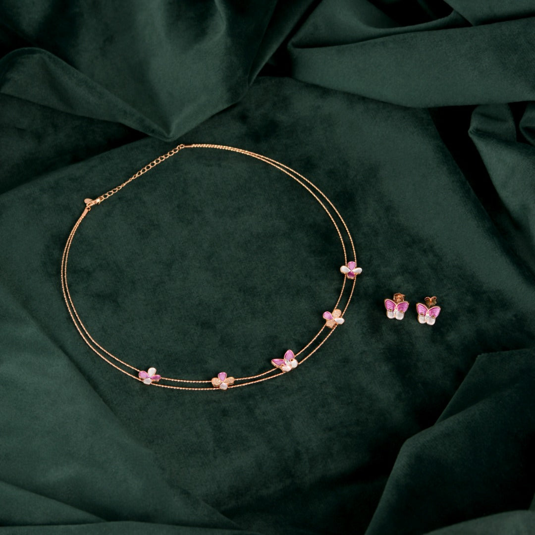 Rose Gold Pink Butterfly Set