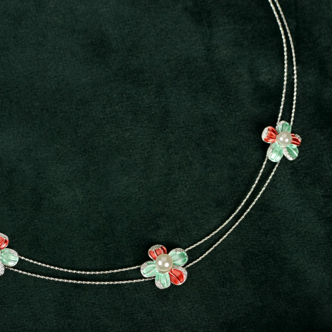 Silver Pearl Flower Set