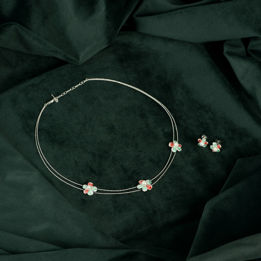 Silver Pearl Flower Set