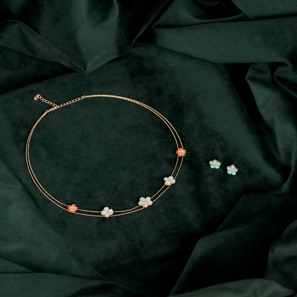 Rose Gold Multicolor Flower Set