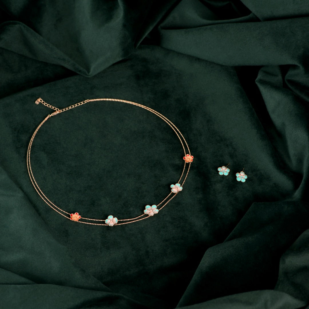 Rose Gold Multicolor Flower Set