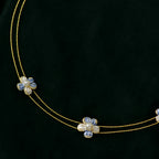 Gold Blue Pearl Flower Set