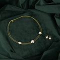 Gold Blue Pearl Flower Set