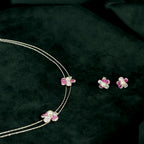 Silver Pink Pearl Flower Set