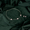 Silver Pink Pearl Flower Set