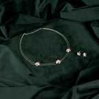 Silver Pink Pearl Flower Set
