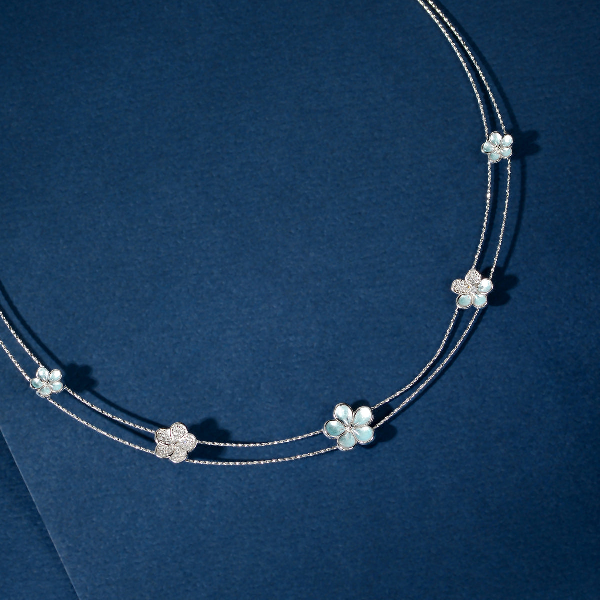 Silver Pavé Flower Set