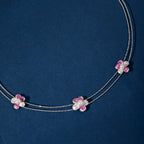 Silver Pink Pearl Flower Set