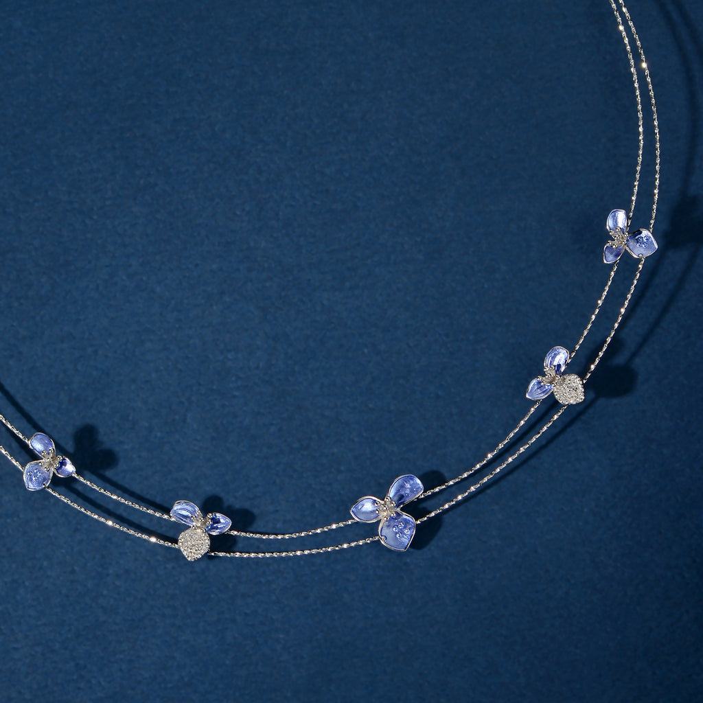Blue Enamel Floral Set