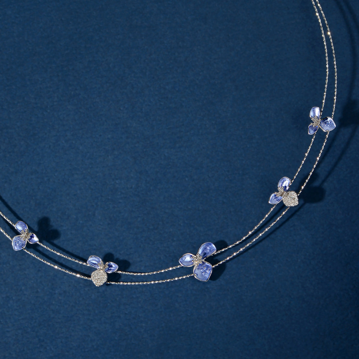 Blue Enamel Floral Set