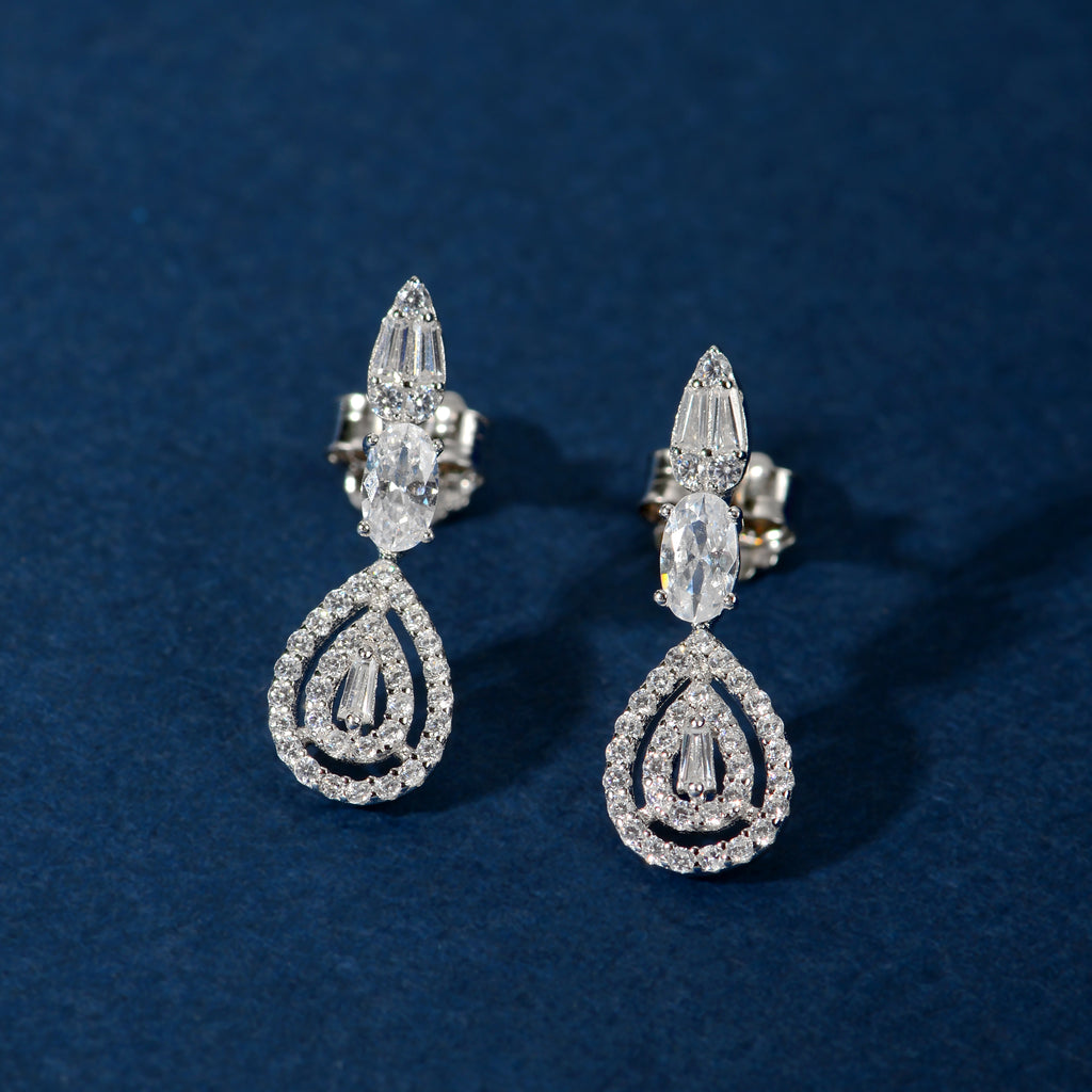 Silver Floral Drop Set