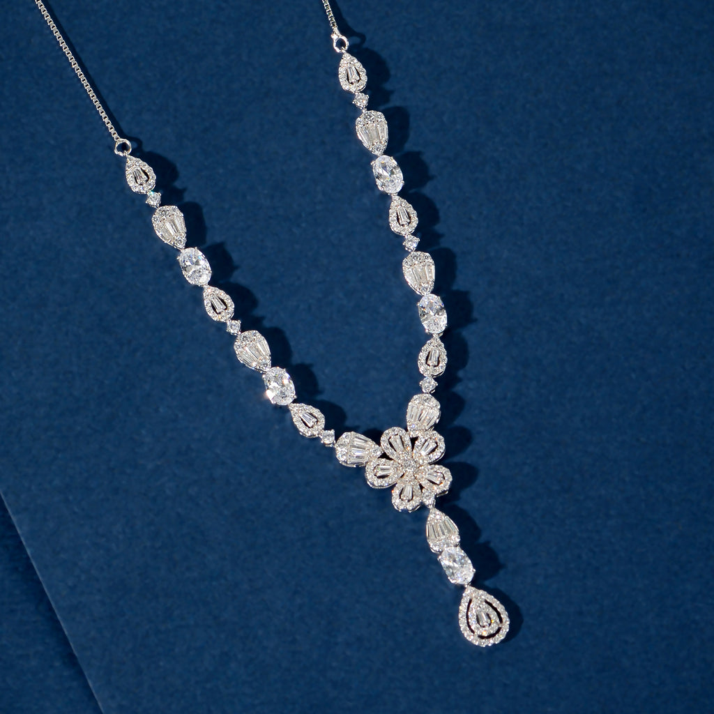 Silver Floral Drop Set