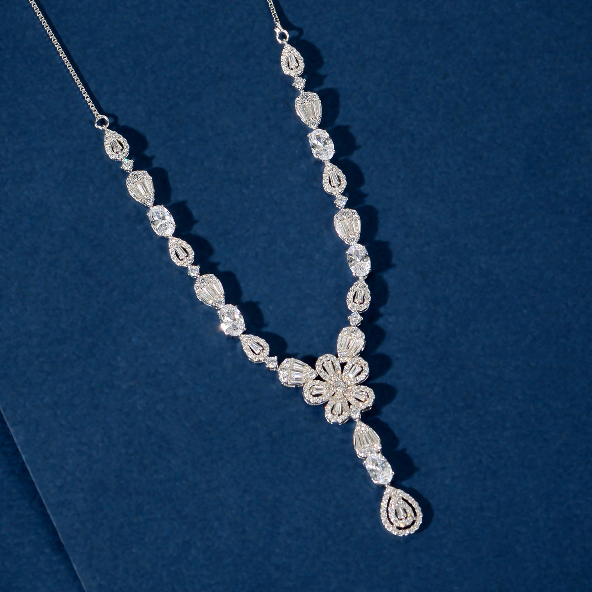 Silver Floral Drop Set