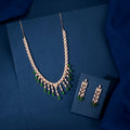 Rose Gold Emerald Drop Fringe Set