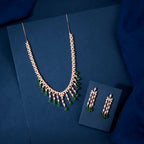 Rose Gold Emerald Drop Fringe Set