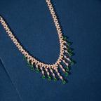 Rose Gold Emerald Drop Fringe Set