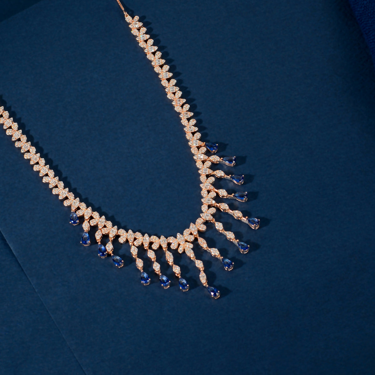 Rose Gold Sapphire Fringe Set