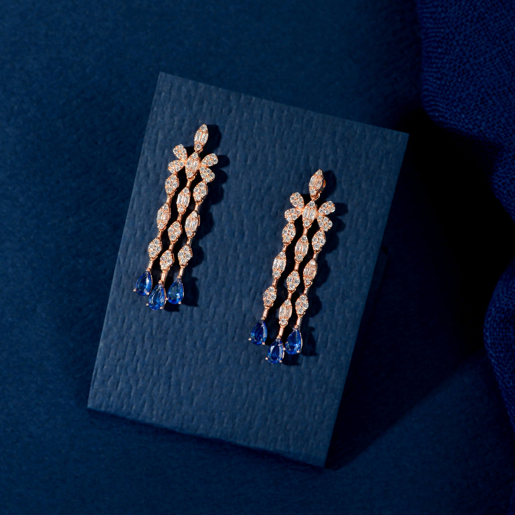 Rose Gold Sapphire Fringe Set
