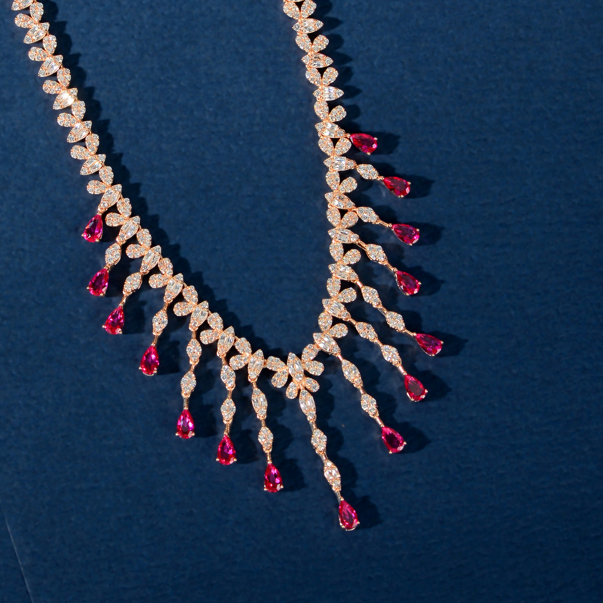Rose Gold Ruby Fringe Set