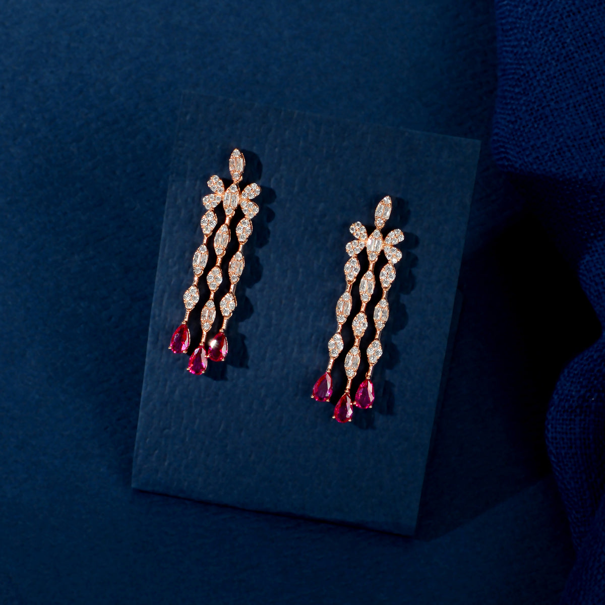 Rose Gold Ruby Fringe Set