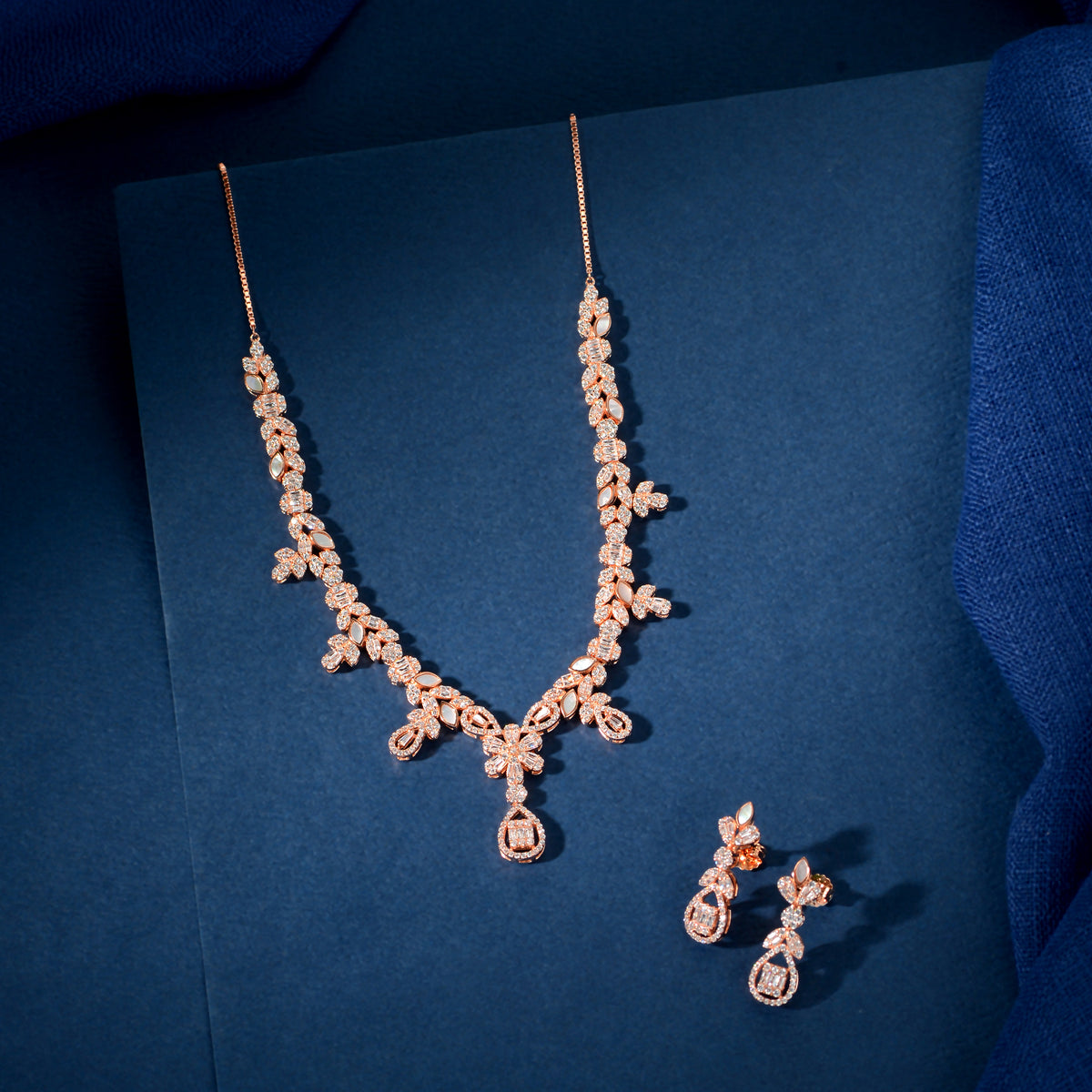 Rose Gold Baguette Floral Set
