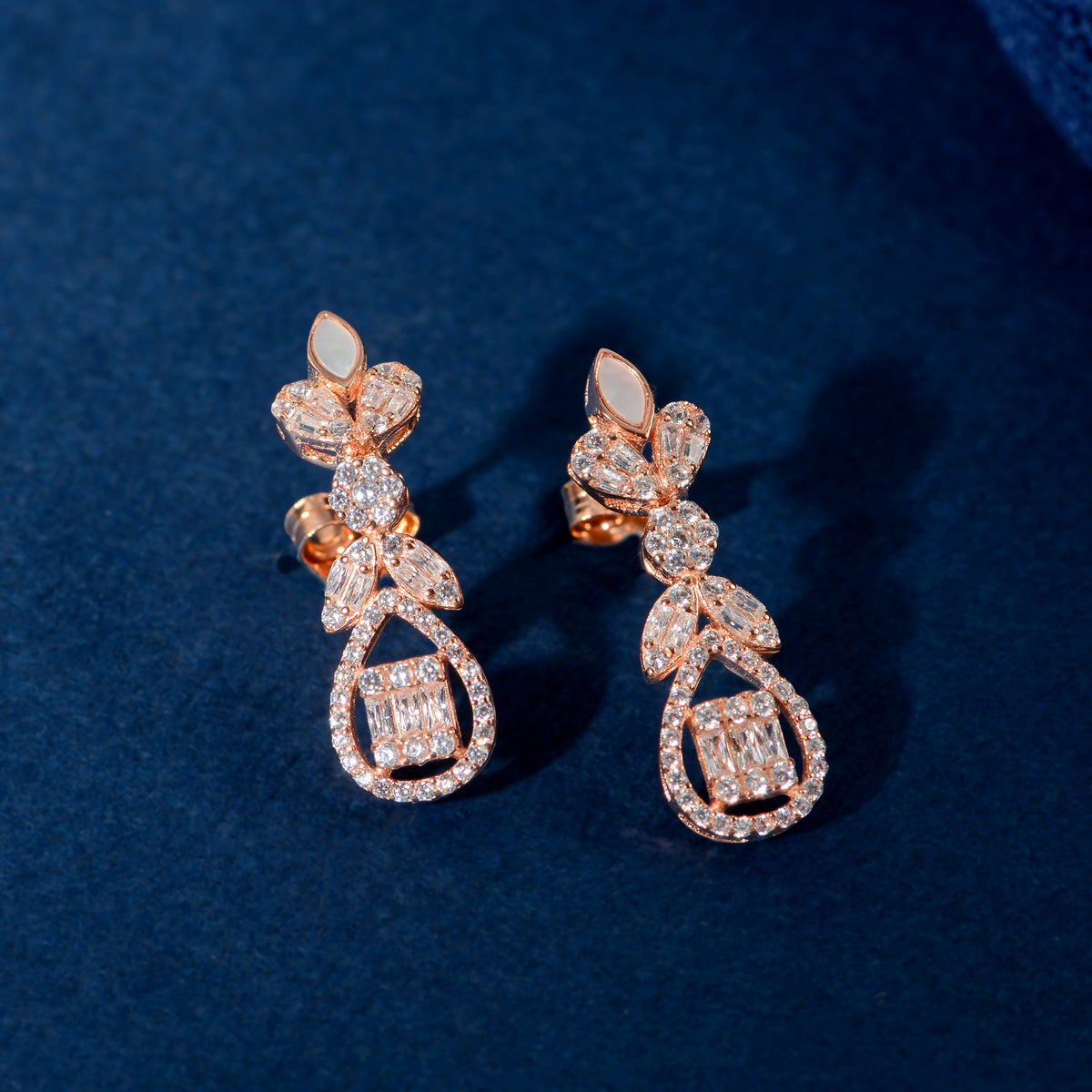 Rose Gold Baguette Floral Set