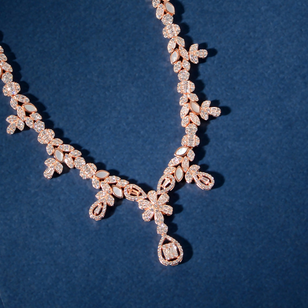 Rose Gold Baguette Floral Set