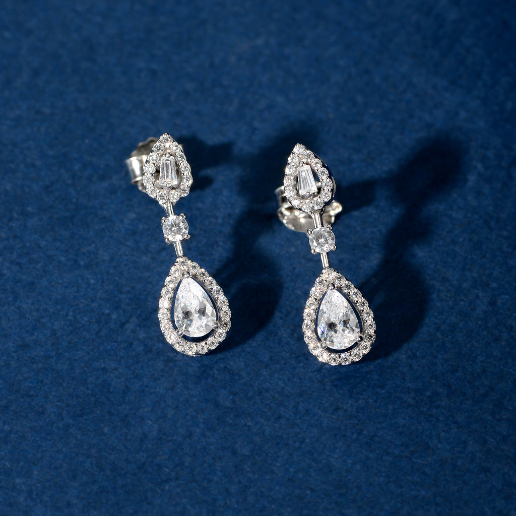 Silver Halo Teardrop Set
