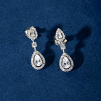 Silver Teardrop Halo Bridal Set