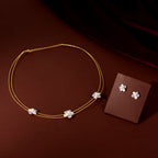 Gold Blue Pearl Flower Set