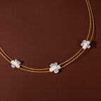 Gold Blue Pearl Flower Set