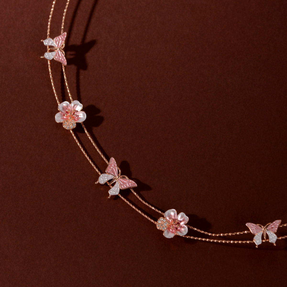Rose Gold Pink Butterfly & Bloom Set