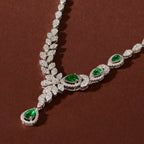 Silver Emerald Vine Set
