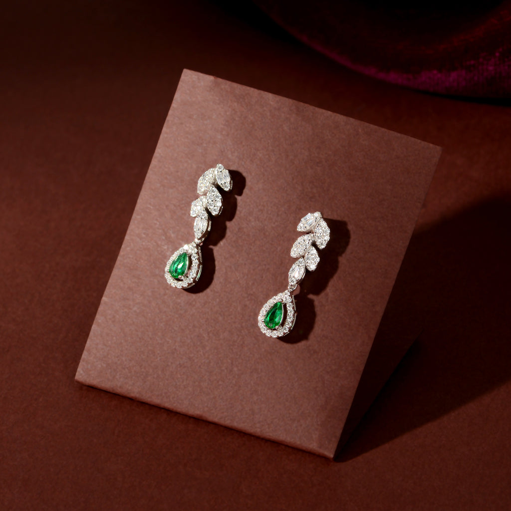 Silver Emerald Vine Set