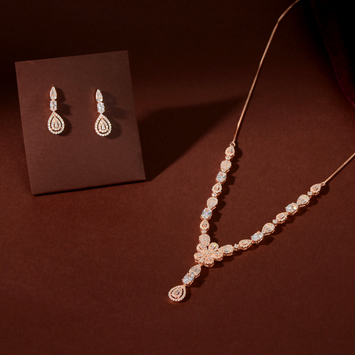 Rose Gold Floral Drop Set
