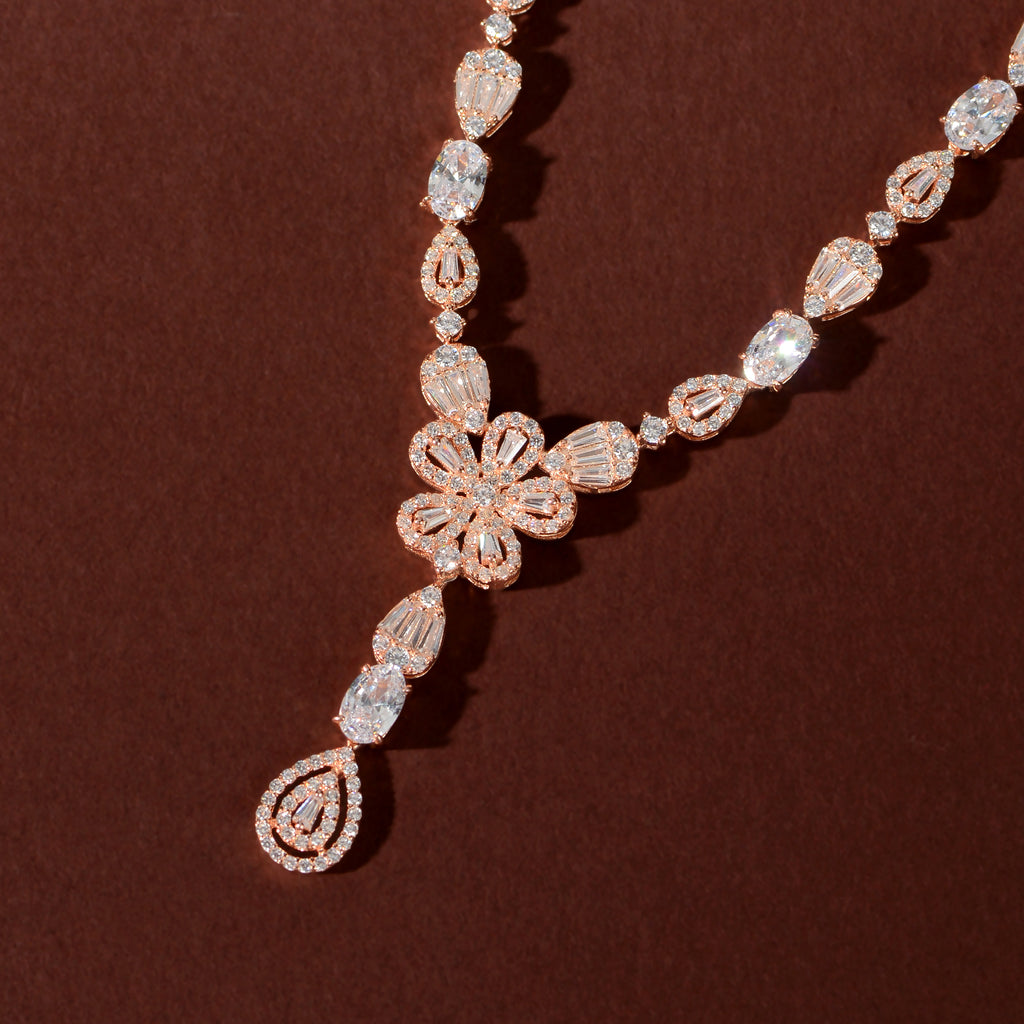 Rose Gold Floral Drop Set