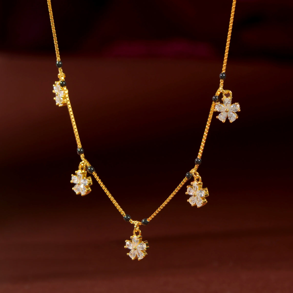 Gold Floral Drop Chain
