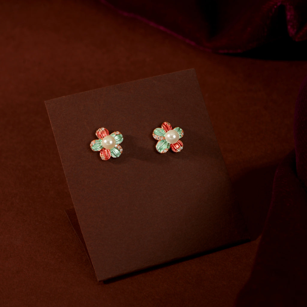Silver Pearl Flower Set