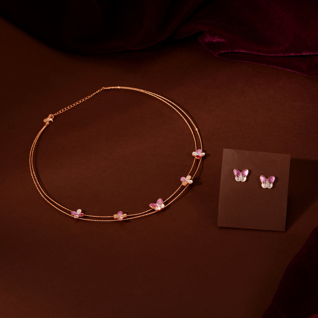 Rose Gold Pink Butterfly Set
