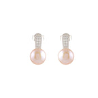 Silver CZ Pearl Stud Earrings